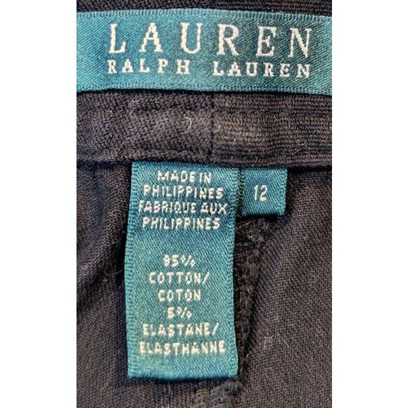 Lauren Ralph Lauren Trousers 12 Black Green Label Cotton Stretch Zip Pocket - Picture 4 of 5